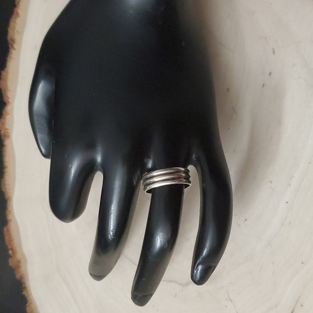 Sterling Silver Triple Row 925 Ring